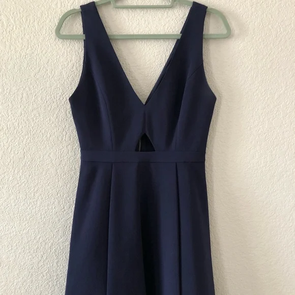 Alice + Olivia | Dresses | Alice Olivia V Neck Plunge Navy Skater Dress |  Poshmark